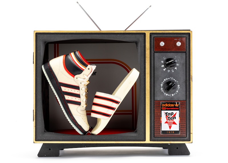 ESPN x adidas Top Ten Hi + ESPN x Adilette Slide + Exclusive Packaging ESPN x The V Foundation Charity Campaign