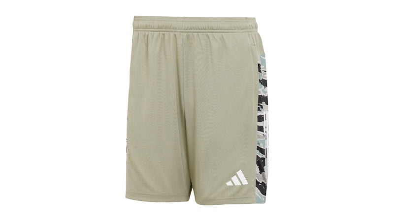 adidas Train Essentials Camo 3-Stripes Shorts Silver Pebble