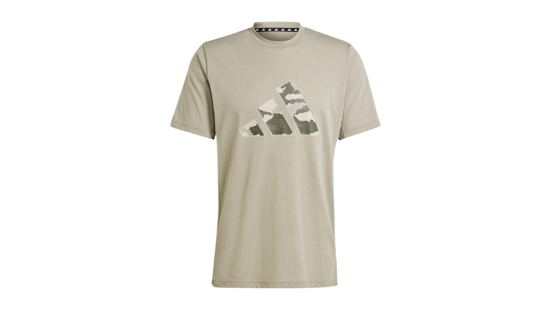adidas Train Essentials Camo Graphic Logo T-Shirt Silver Pebble
