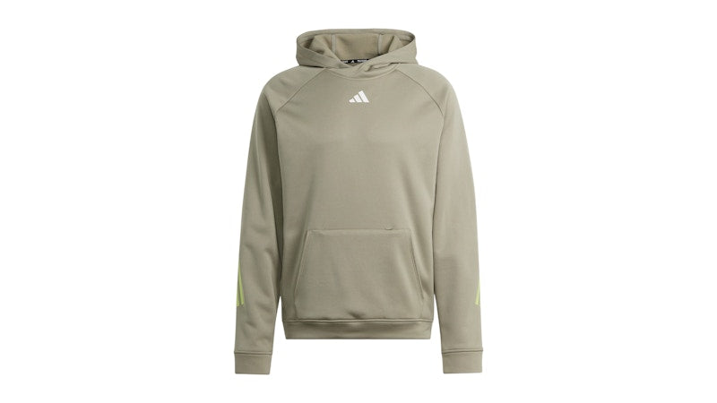 adidas Train Icons 3-Stripes Hoodie Silver Pebble/Pulse Lime/White