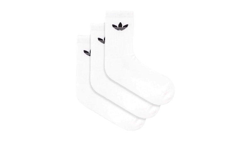 adidas Trefoil Crew Cushioned Socks (3 Pack) White
