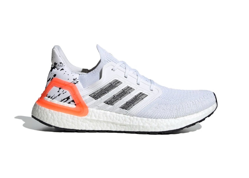 adidas Ultra Boost 20 White Orange Heel Pattern