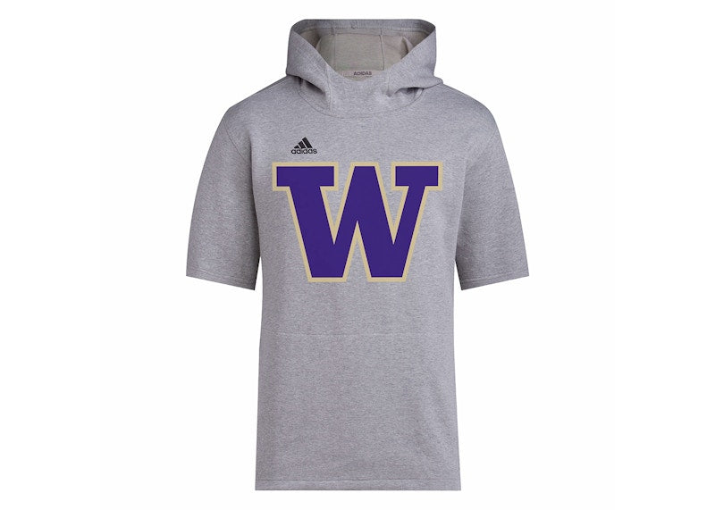 adidas Washington Baseball Short Sleeve Hoodie Medium Grey Heather/Black