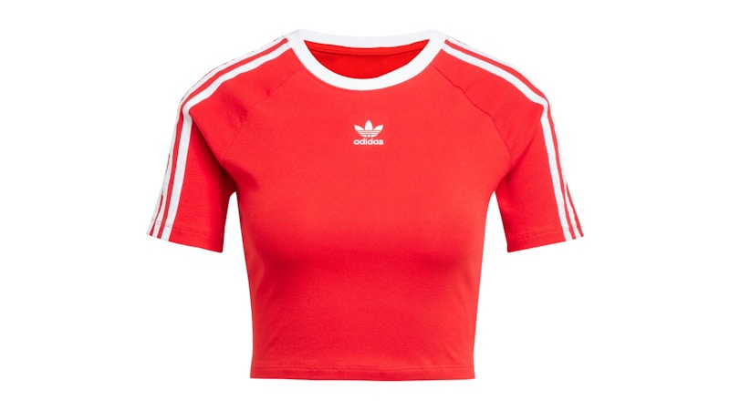 adidas Women's 3-Stripes Baby T-Shirt Better Scarlet/White