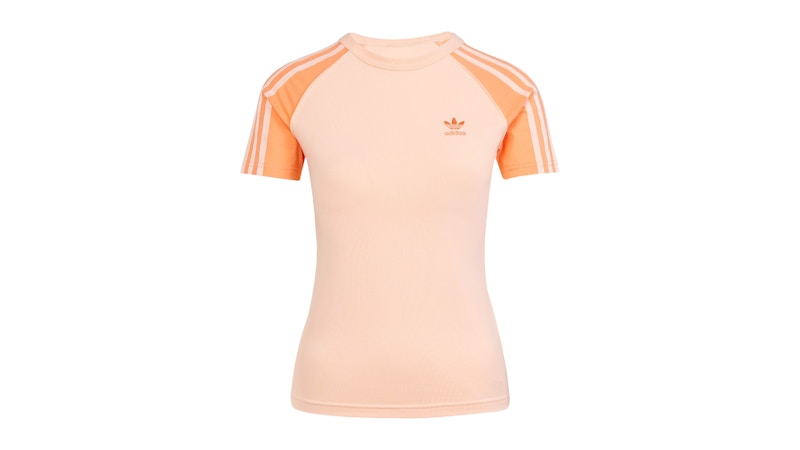 adidas Women's Adicolor 3-Stripes Raglan Slim T-Shirt Glow Pink