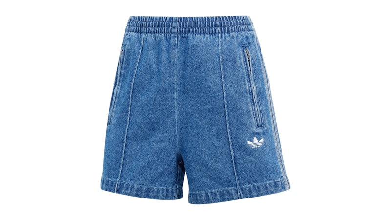 adidas Women's Adicolor Denim Firebird Shorts Indigo Denim