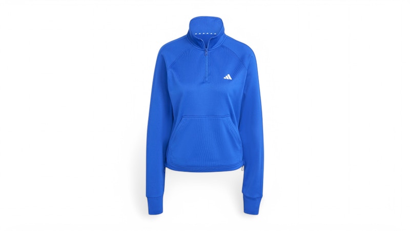 adidas Women's Aeroready Game & Go Quarter-Zip Fleece Top Semi Lucid Blue/White