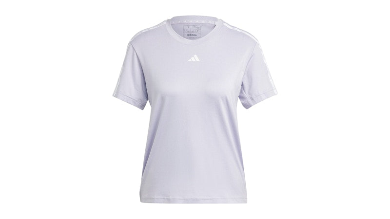 adidas Women's Aeroready Train Essentials 3-Stripes T-Shirt Silver Dawn/White