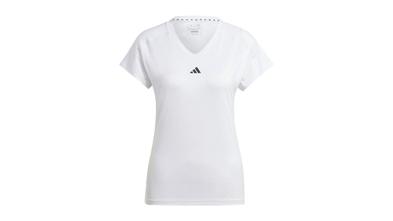 adidas Women's Aeroready Train Essentials Minimal Branding V-Neck Tee White