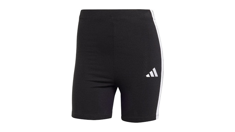 adidas Women's Essentials 3-Stripes High Waisted Biker Shorts Black/White