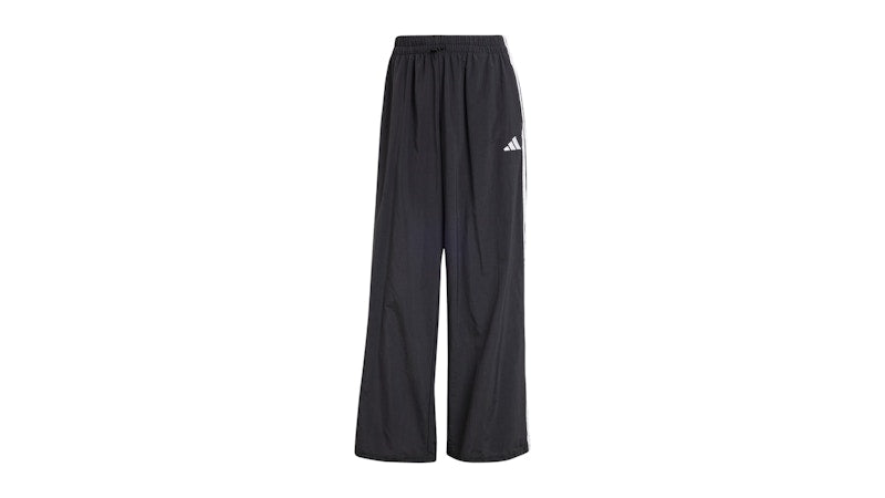 adidas Women's Essentials 3-Stripes Lifestyle Woven Parachute Tracksuit Bottoms Black/White