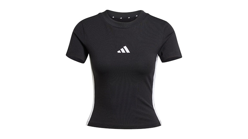 adidas Women's Essentials 3-Stripes Slim Baby T-Shirt Black/White