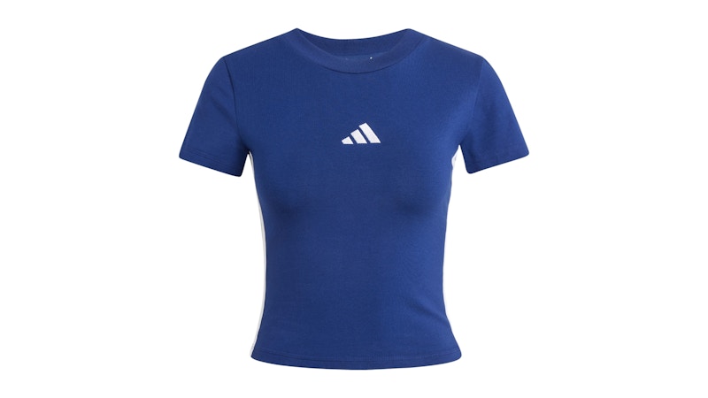adidas Women's Essentials 3-Stripes Slim Baby T-Shirt Dark Blue/White