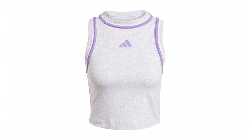 adidas Women's Essentials Color-Pop Cotton Crop Tank Top Light Grey Heather