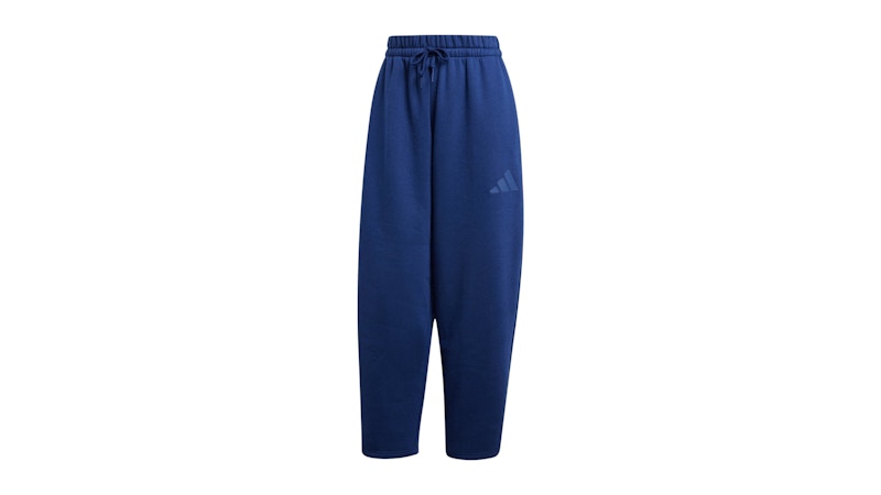 adidas Women's Essentials Contemporary Logo Fleece Barrel Pants Dark Blue