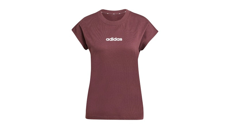 adidas Women's Essentials Linear Cotton T-Shirt Aurora Ruby/Brown