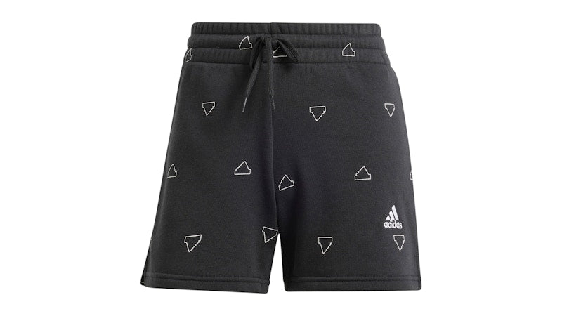 adidas Women's Essentials Monogram Fleece Graphic Shorts Black