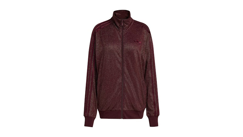 adidas Women's Lurex Firebird Track Top Maroon/Gold Metallic