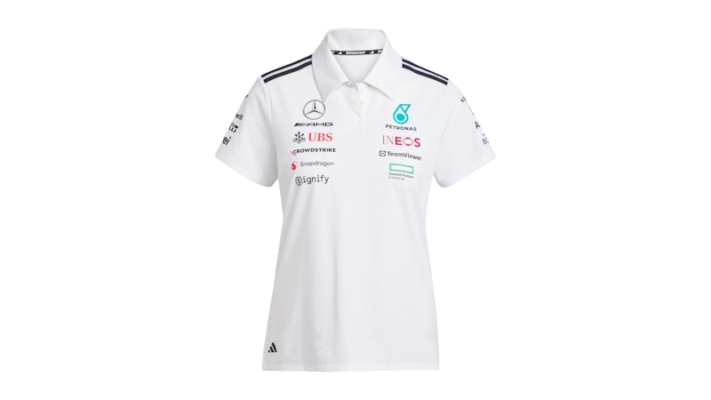 adidas Women's Mercedes AMG Petronas Formula Team Polo White Melange/Black