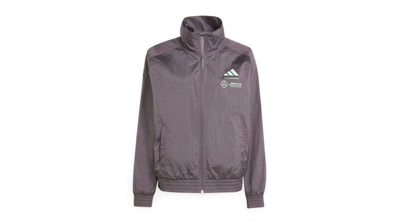 adidas Women's Mercedes AMG Petronas Formula Team Premium Woven Track Top Grey Strata/Frozen Green