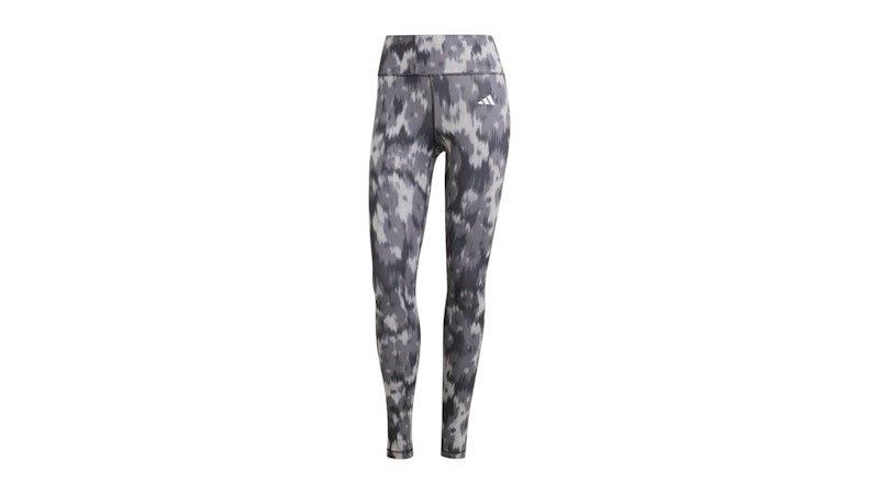 adidas Women's Optime Essentials Allover Print Flower Tie-Dye Leggings Black/Grey Five