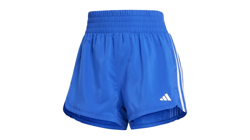 adidas Women's Pacer 3-Stripes Woven High-Rise Shorts Semi Lucid Blue/White