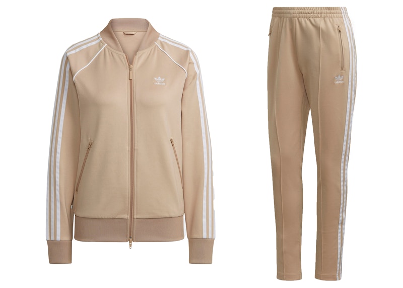adidas Women's Primeblue SST Track Jacket & Pant Set Magic Beige