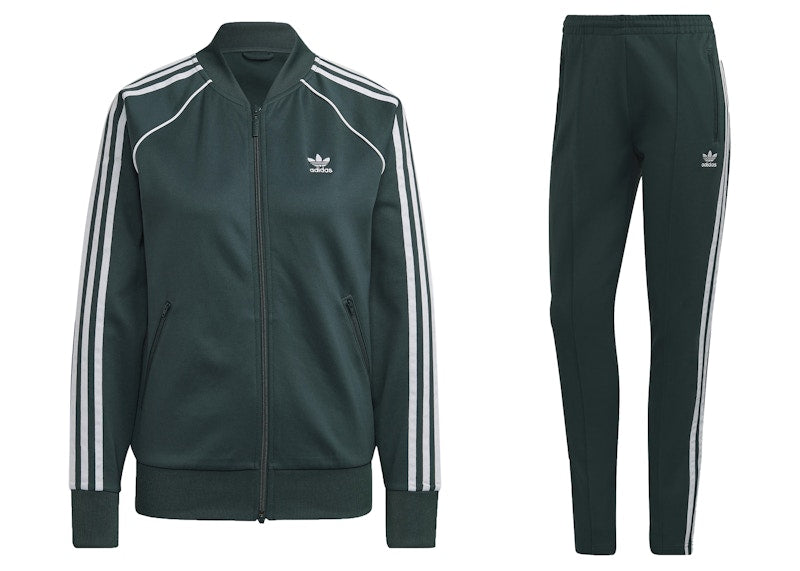 adidas Women's Primeblue SST Track Jacket & Pant Set Mineral Green