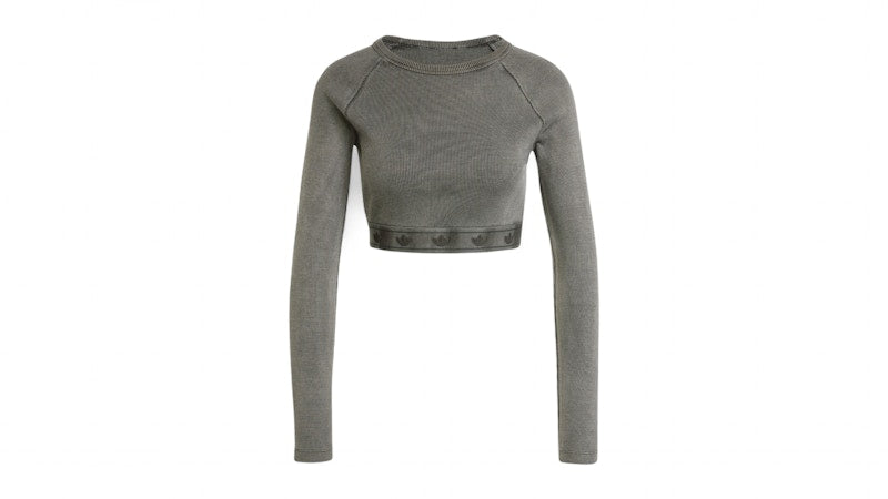 adidas Women's Ribbed Long Sleeve Crop Top Black