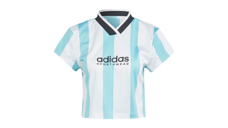 adidas Women's Tiro Colorblock Crop Tee White/Light Aqua