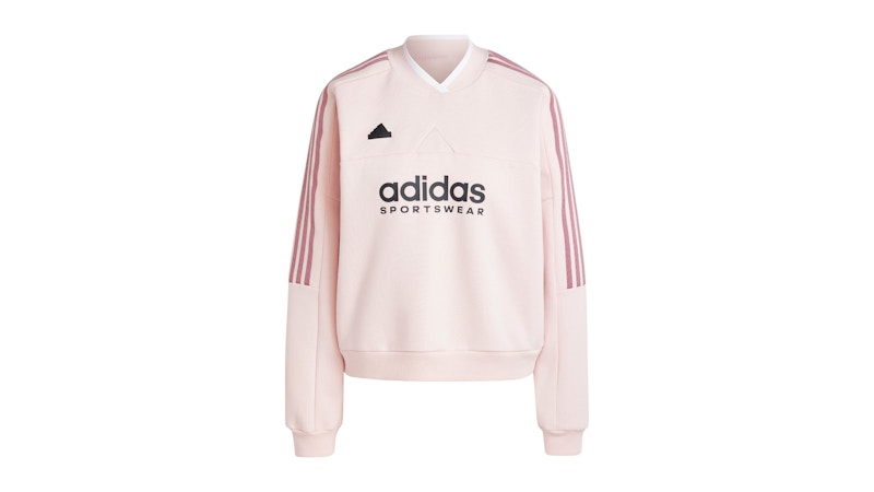 adidas Women's Tiro Cut 3-Stripes Fleece Sweatshirt Sandy Pink