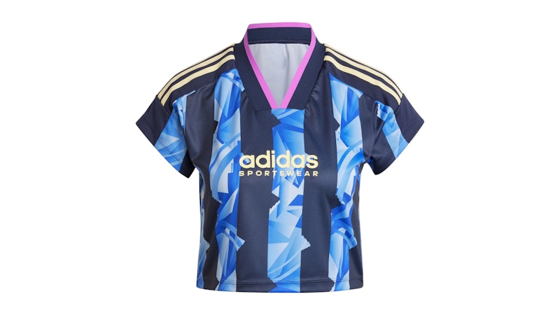 adidas Women's Tiro Cut 3-Stripes Print Baby T-Shirt Legend Ink/Almost Yellow