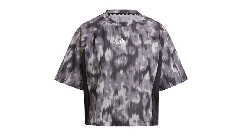 adidas Women's Train Essentials Allover Print Flower Tie-Dye T-Shirt Black