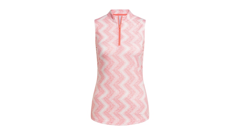 adidas Women's Ultimate365 Ottoman Printed Sleeveless Polo Shirt Preloved Scarlet
