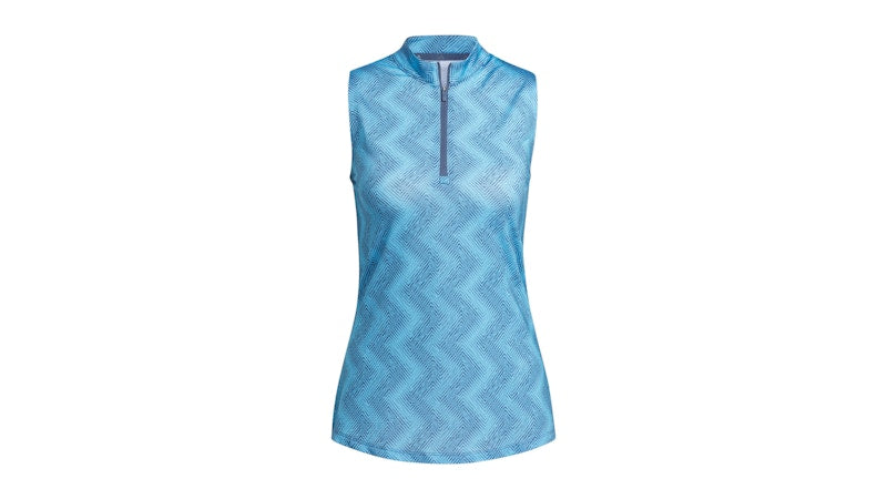 adidas Women's Ultimate365 Ottoman Printed Sleeveless Polo Shirt Semi Blue Burst