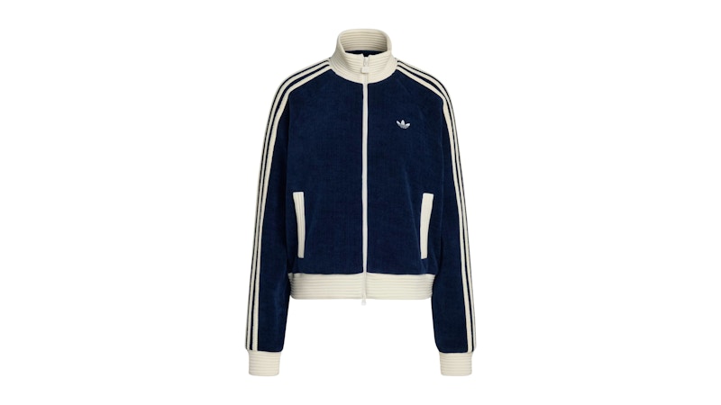 adidas Women's Velour Knit Track Top Night Indigo