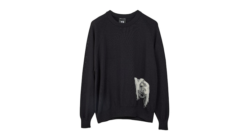 adidas Y-3 Logo Knit Crew Sweatshirt Black