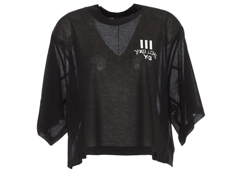 adidas Y-3 Women Yohji Love Sheer Short Sleeve Tee Black