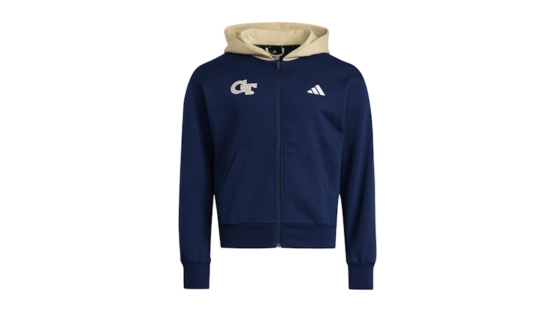 adidas Yellow Jackets Full Zip Helmet Hoodie Georgia Tech Team Navy White