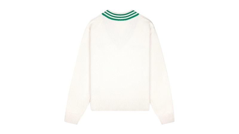 adidas x Sporty & Rich V-Neck Sweater Off White/Court Green