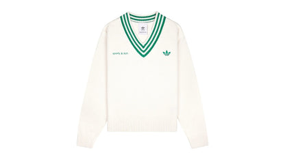 adidas x Sporty & Rich V-Neck Sweater Off White/Court Green