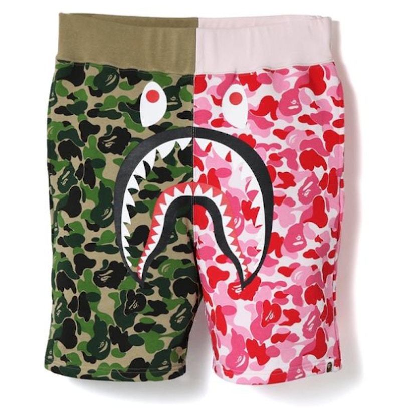 BAPE ABC Split Shark Shorts Green/Pink