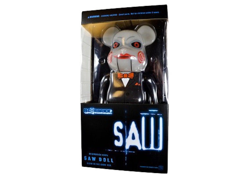 Bearbrick x SAW Doll Glow In The Dark Version 400% Black