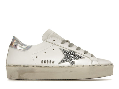 Golden Goose Hi Star White Glitter Star Mirror Heel (Women's)