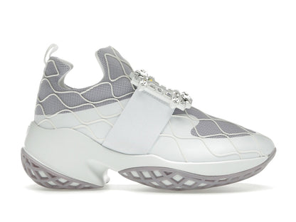 Roger Vivier Viv' Run Fabric White Purple Crystal Buckle (Women's)