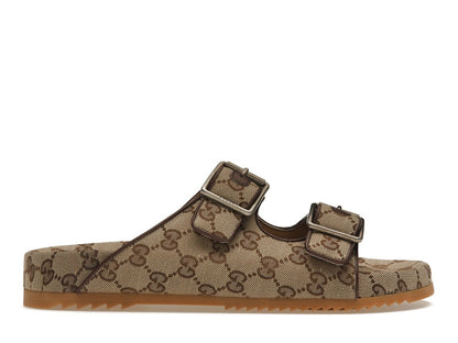 Gucci Strap Slide Sandal Beige Canvas