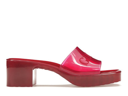 Gucci 60mm Slide Sandal Hibiscus Red Rubber
