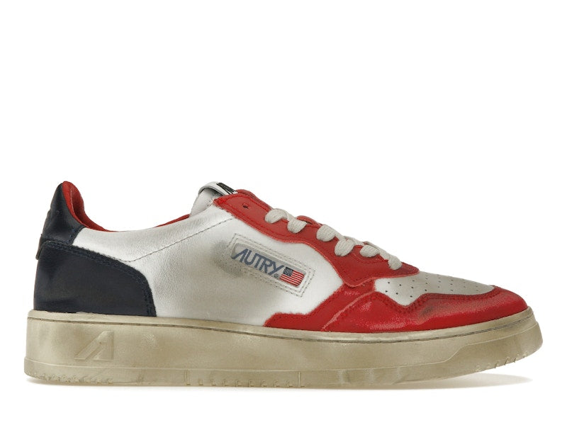 Autry Medalist Leather Low Super Vintage White Blue Red