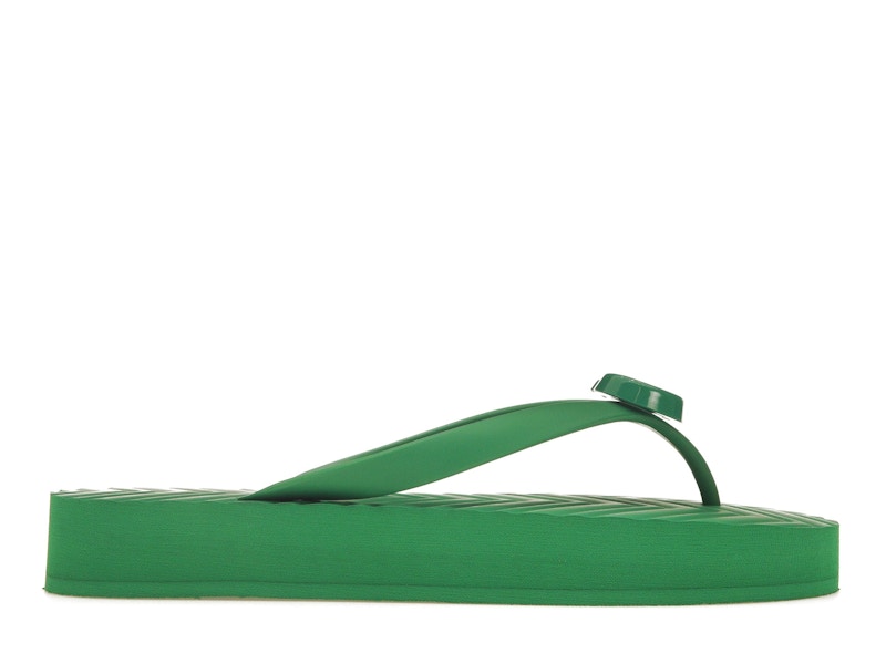 Gucci Chevron Thong Sandal Green Rubber
