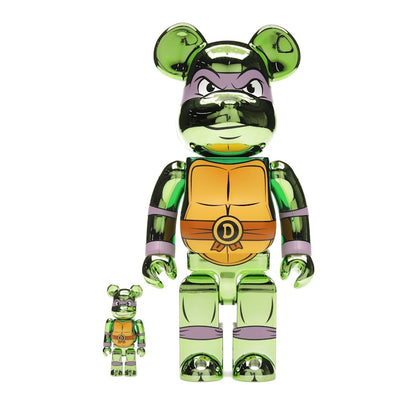 Bearbrick x Teenage Mutant Ninja Turtles Donatello 100% & 400% Set Chrome Ver.